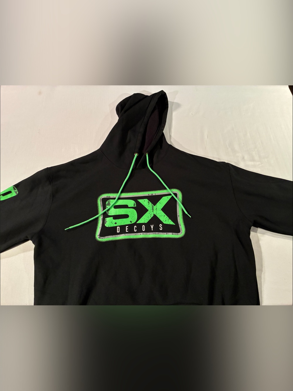 Men’s Black Zip-Up Hoodie with Neon Green Logo